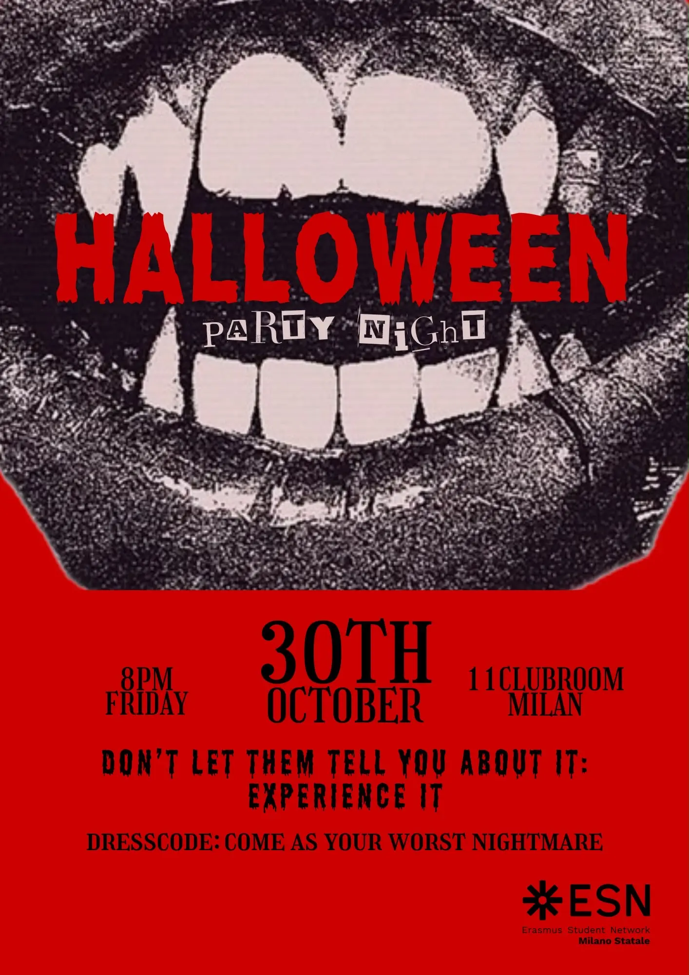 Halloween Party Night 30th Oct | ESN Milano Statale